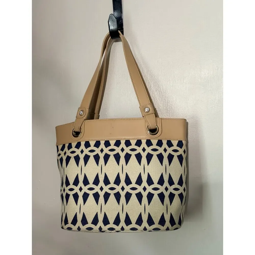 Spartina 449 Tybrisa Day Tote Navy Ivory Geometric Top Handle Purse